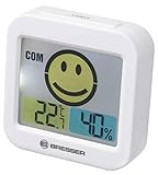 Bresser Temeo Smile Thermometer Hygrometer mit Raumklimaindikator zum Vorbeugen von Schimmel, weiß