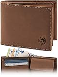 Geldbörse Herren Leder 'Norge' – Tri-Fold Herren-Portemonnaie RFID-Blocker – 6 Karten-Fach, Ausweis-Fach, Großes Zusatzfach, Scheinfach, Kleingeldfach – Swedish Brown
