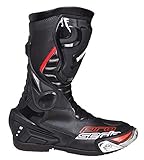 Bohmberg Herren Motorradstiefel Racing Sportstiefel, Wasserabweisend aus schwarzem Leder mit aufgesetzten Hartschalenprotektoren,Schwarz-Gr.44
