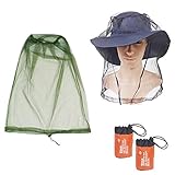 KATOOM 2Pcs Moskito Kopfnetz Outdoor Angeln Hut Kopf Moskitonetz Gesichtsschutz Grün und Schwatz Insektenschutz für Campen Laufen Klettern Radfahren Imkerei