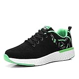 PAMRAY Damen Laufschuhe Atmungsaktiv Mesh Turnschuhe Leichte Outdoorschuhe Athletisch Sportschuhe Schnuren Running Schuhe Herren Ultra-Light Turnschuhe Grun EU 39