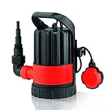 Grafner Klarwasser-Tauchpumpe 600 Watt bis 9500 l/h Förderleistung, flachabsaugend bis 3 mm, Ø8mm Fremdkörper, Schwimmschalter, Tragegriff, Universalanschlüsse, Flachsaugerpumpe Entwässerungspumpe