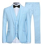 Anzug Herren Slim Fit 3 Teilig Anzüge Modern Herrenanzug 3-Teilig Sakko Hose Weste für Business Hochzeit