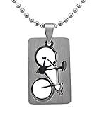 Veuer Schmuck Edelstahl Herren Damen Hals-Kette, Fahrrad Renn-Rad Sportler Geschenk zu Weihnachten für Ehe-Mann oder Ehe-Frau/Freund oder Freundin/Männer und Frauen