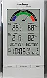 Technoline WS 9480 moderne Wetterstation mit Funkuhr, Innen- und Außentemperaturanzeige, sowie Innen und Außenluftfeuchteanzeige und farbige Komfortanzeige, hocglanz- weiß-chrom, 9,2 x 4,5 x 15,2 cm