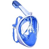 JINGOU Tauchmaske,Schnorchelmaske Vollmaske,Schnorchelmaske,Tauchmaske für Kinder Erwachsene mit Anti-Beschlag Beschichtung 180 ° View Design (Blau L/XL)