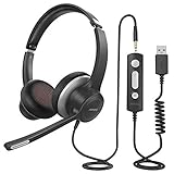 Mpow PC Headset mit Mikrofon HC6, 3,5mm PC Headset,USB Headset mit Noise-Cancelling-Mikrofon, Computer Headset für Skype, Webinar, Homeoffice, Gaming, e-Learning,Musik, Call Center, Ultra Komfort