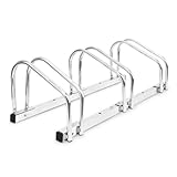 Relaxdays Fahrradständer, Für 3 Fahrräder, Boden- und Wandmontage, HBT: ca. 26 x 73 x 32 cm, silber