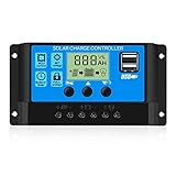 Thlevel 10A Solar laderegler 12V/24V Solar Ladegerät Controller Solarpanel Batterie Intelligente Regler mit 5V Dual USB Port LCD Anzeige