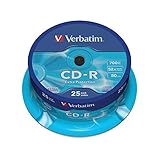 Verbatim CD-R Extra Protection 700 MB I 25er Pack Spindel I Oberfläche weiß I CD Rohlinge I 52-fache Brenngeschwindigkeit mit langer Lebensdauer & Extraschutz I leere CDs I Audio CD Rohling