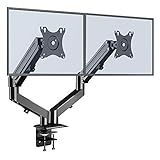 BONTEC Monitor Halterung 2 Monitore, mit Gasgestützte Vollbewegliche Arm, Höhenverstellbare Schwenkbare Ergonomische für 13-27 Zoll LCD Bildschirme, Max Tragfähigkeit 6,5 kg, VESA 75/100