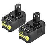 Powayup 18V 5.0Ah Ersatz Für Ryobi ONE+ Akku RB18L40 RB18L50 RB18L25 RB18L13 P108 P107 P122 P104 P105 P102 P103 18V (2 Stück)