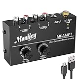 Moukey MPAMP1 DC 5V Phono-Vorverstärker Mini Leistungsverstärker Audio Stereo Amp mit Cinch Eingang, Cinch Ausgang und rauscharmem Betrieb, unabhängige Reglersteuerung