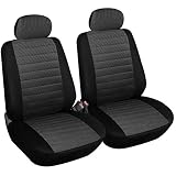 WOLTU 7231-2 Sitzbezüge für Auto Einzelsitzbezug vordere Schonbezüge Sitzbezug Schoner, 2er Set, schwarz/grau