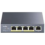 Cudy GS1005P 5-Port Gigabit PoE+ Switch 60W, 4 * 10/100/1000Mbit/s PoE+ Ports, 802.3af / 802.3at, Desktop- und Wandmontage, Plug-and-Play, Metallgehäuse