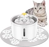 isYoung Trinkbrunnen für Katzen, geräuscharm, 1,6 l, für Katzen und Hunde, automatische Wasserquelle, 3 Modi, verstellbar mit 2 Aktivkohlefiltern