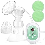 Lictin Elektrische Milchpumpe Wiederaufladbare Brustpumpe Einzel Muttermilch Abpumpen mit Massagemodi LED Anzeige CE Zertifizierung BPA frei und ungiftig mit 2 Stilleinlagen