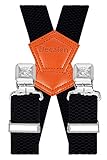 Decalen Hosenträger für Herren Breit 4 cm mit sehr Starken 4 Metall Clip Lang Einheitsgröße für Männer und Damen Einstellbar und Elastisch X Style (Schwarz 1)