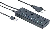 Xystec USB Ladestation: Aktiver 7-Port-Hub mit 4X USB 3.0 & 3X BC-1.2-Ladeport (7,2 A / 36 W) (USB-Hub mit Schnellladefunktion)