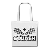 Tasche Umhängetasche Squash - SQUASHSCHLÄGER - SQUASHSPIELER - SQUASHHALLE - Squash Ball Einkaufstasche Schulbeutel Turnbeutel in Weiß
