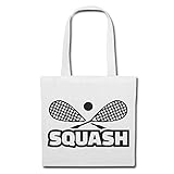 Tasche Umhängetasche Squash - SQUASHSCHLÄGER - SQUASHSPIELER - SQUASHHALLE - Squash Ball Einkaufstasche Schulbeutel Turnbeutel in Weiß