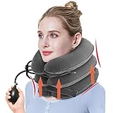 Hals Zugvorrichtung 3 Schichten, Aufblasbar Cervical Zugmechanik,Nacken Cervical Traction mit größerer Pumpe für Nackenkissen gegen Kopf, Schulterschmerzen, Hals Schmerzen