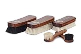 Langer & Messmer 5er Set Schuhbürsten aus Rosshaar und Ziegenhaar für die professionelle Schuhpflege von Schuhen aus Glattleder
