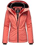 Marikoo Damen Regen Jacke Outdoor Regenjacke Winterjacke Fleece Gefüttert Kapuze XS - XXL ERDBEERE (XL, Rose Coral)