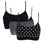 Vertvie Womens Strech Duenn Ohne Buegel Push up Yoga Sports BH Bra Top Set Fuer Fitnesstraining Polsterung 3St(Größe S/Etiketten M, Schwarz 3er Pack)