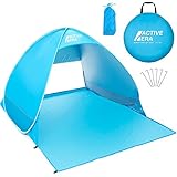 Active Era Pop-Up Strandmuschel - UPF 50+ Strandzelt für UV-Schutz & Windschutz am Strand, inkl. Tragetasche und Heringe (Blau)