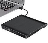 QueenDer Externes DVD Laufwerk, USB 3.0 Tragbar DVD/CD-RW Brenner Laufwerk Slim DVD CD Player Plug and Play für Desktop/Computer/Notebook/Ultrabook Windows/Mac OS/MacBook/Pro/Air/iMac(Schwarz)