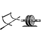 Ultrasport Unisex 4-1 Klimmzugstange Türreck Klimmzugstange, Oberkörpertrainer, Schwarz, 55x23.5x8 cm & Bauchtrainer AB Wheel,Bauchmuskeltrainer für Zuhause, zum Trainieren von Bauchmuskeln