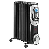 AEG RA 5588 9-Rippen-Ölradiator, 2000 Watt, 3 Leistungsstufen, Anti-Frost-Funktion, LCD-Display, 24h Timer-Funktion, Kabelaufwicklung, 4 Leichtlauf-Rollen