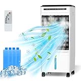 QUARED Mobile Klimagerät Klimaanlage Luftkühler leise Ventilator mit Fernbedienung/Luftbefeuchtung Luftreiniger mit 3,5 Millionen Negative Ionen/3 Windgeschwindigkeiten und 3 Modi/1-7h Timing schwarz