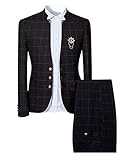 Allthemen Slim Fit 2-Teilig Herren Anzug Hochzeit Party Schwarz Medium