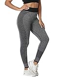 SHAPERIN Sport Leggings mit hohem Bund Damen Grau Blickdicht Yoga Hosen hohe Taille Leggins Schwarz Jogginghose für Fitness Treggins Lange Laufhose Traininghose für Pilates (Grau,L)