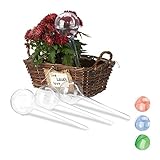 Relaxdays Bewässerungskugeln, 4er Set, Dosierte Bewässerung, 2 Wochen, Versenkbar, Topfpflanzen, Kunststoff, Transparent, PVC, Standard