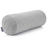 Bequeme Nackenrolle mit Bezug aus weichem Bambus, Oeko-TEX - Premium Kissen rund aus Memory Foam Flocken - Perfekt als Reisekissen, Knierolle, Nackenkissen, Rückenkissen Sofa by DYNMC YOU - Grau