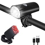 Opard Fahrradlicht - Fahrradlicht Set, Fahrradbeleuchtung LED, Fahrradlampe, USB Aufladbar, StVZO Zulassung Wasserdicht, 2 Licht-Modi Frontlicht und Rücklicht Set