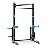 Capital Sports Amazor Eco - Half Rack, Safety Spotter: max. 400 kg, J-Cups: max. 350 kg, Klimmzugstange: max. 150 kg, Dual-Landmine: 30/50 mm, pulverbeschichteter Stahl, schwarz/blau