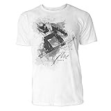 Snowboarder Sinus Art ® Herren T Shirt (Schwarz Weiss) Sportshirt Baumwolle