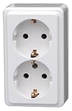 Kopp Schutzkontakt-Steckdose, 2fach, Aufputz-Steckdose, 16A, 250V, aktis-weiß, 102502002
