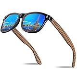 KITHDIA Dunkler Walnuss/Zebra Holz Tempel Sonnenbrille Herren und Damen Polarisiert B5504