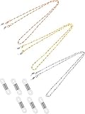 Tatuo 3 Stück Edelstahl Brillenkette Schnur Lesebrille Lanyard Sonnenbrillen Halter mit 6 Stück Extra Silikon Schlaufe