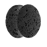 Treuheld® | 8mm Lava Ohr Plug/Flesh Tunnel | Schwarz | echtes Magma - Gestein | Atmungsaktiv | für Damen und Herren | Stein Tunnel Piercing