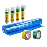 Stabilo Dampfbremse, Dampfsperre, Dampfsperrfolie, Dampfbremsfolie, 100m² Dampfbrems-System-Paket, 2 x Klebeband (grün & gelb), 4 x Folienkleber, Abdichtung des Dach-Ausbaus