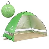 Pop Up Strandmuschel, LOTUSWILD Automatisches StrandZelt Extra Leicht UV-Schutz Portable Beach Zelt für Camping/Outdoor/ BBQ/Garten/Park/Angeln/Strand/Familienaktivitäten im Freien (für 2-4 Personen )