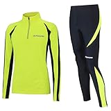 Airtracks Winter Funktions Laufset/Thermo Laufhose Lang Pro + Thermo Laufshirt Langarm Pro - schwarz-neon - XXL - Damen