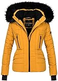 Navahoo Damen Winter Jacke warm gefüttert Teddyfell Stepp Winterjacke B361 [B361-Adele-Gelb-Gr.S]