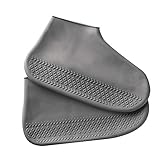 sinzau Regen Überschuhe, Wiederverwendbare Silikon Wasserdicht Schuhüberzieher, für Schuhschutz, 1 Paar, Grau, L/M/S